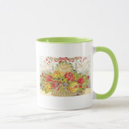 Taza Cesta hermosa de las palomas y de los rosas de la