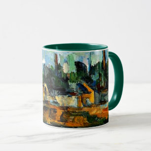 Taza Cezanne - Riverbanks, paisaje pintado