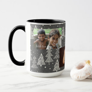 Taza Chalkboard Árboles de Navidad Snowing Stars Photo