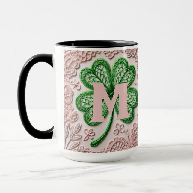 Taza Chambre verde encaje monograma Día de San Patricio (Izquierda)