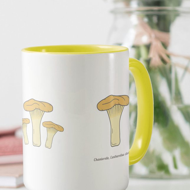 Taza Chanterelle botánica Mushroom Mug (Botanical Chanterelle Mushroom Mug)