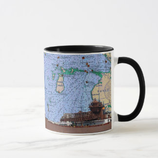 Taza Charles M. Beeghly y vieja carta del lago Michigan