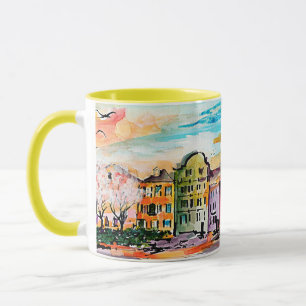 Taza Charleston South Carolina Rainbow Row caprichoso