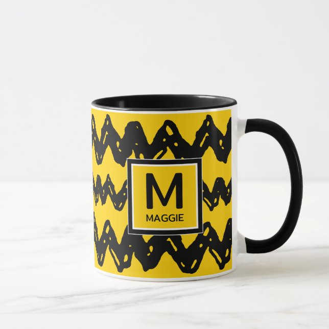 Taza Charlie Brown Zig Zag | Añadir su nombre inicial (Derecha)