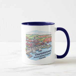 Taza Charlottetown PEI Canadá Acuarela Horizonte