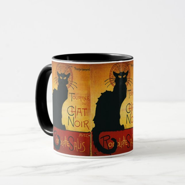 Taza Chat Noir - Anuncio francés de época de gato negro (Anverso izquierdo)