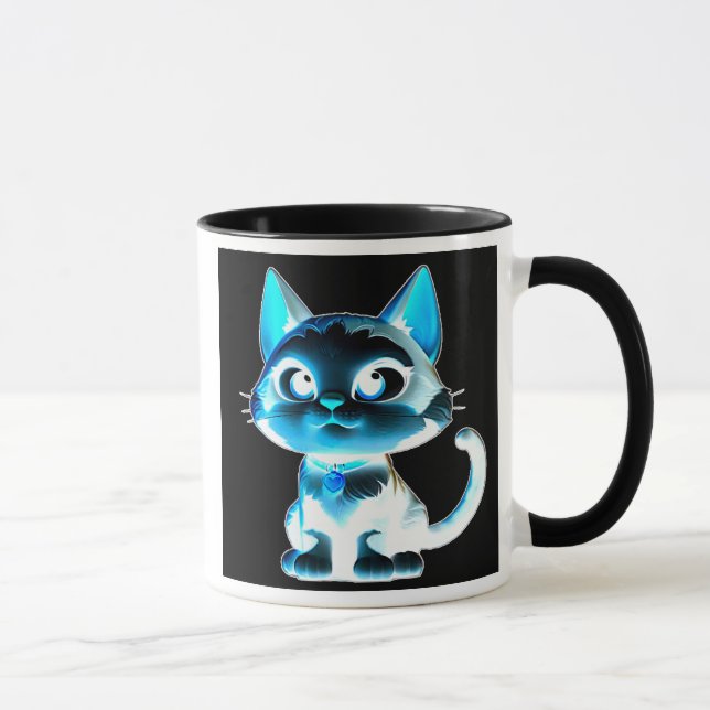 Taza Chat stylisé à l’effet néon. (Derecha)