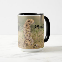 Taza Cheetah Personalize Name Black Interior Gift Mug
