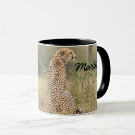 Taza Cheetah Personalize Name Black Interior Gift Mug