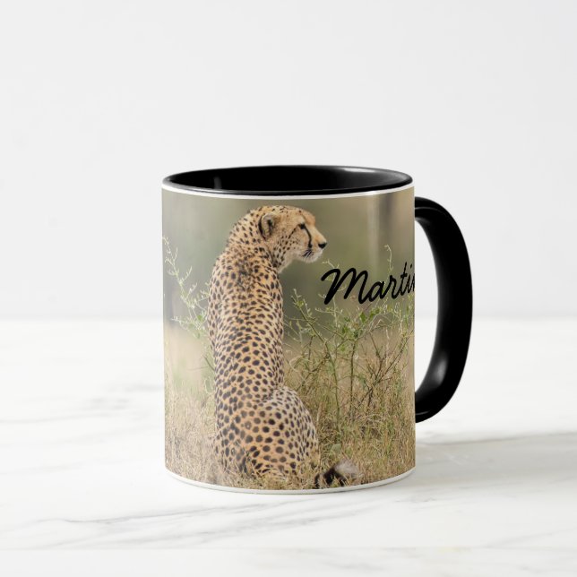 Taza Cheetah Personalize Name Black Interior Gift Mug (Anverso derecho)
