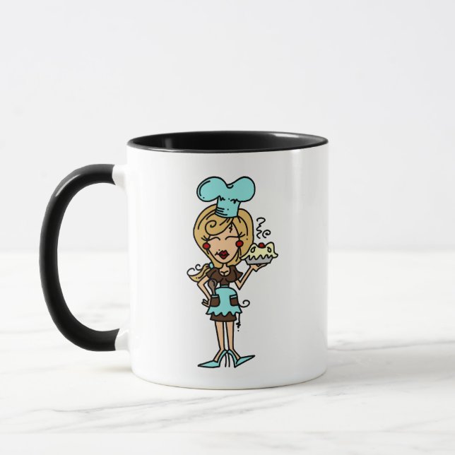 Taza Chef pastelero femenino - Camisetas rubias y regal (Izquierda)