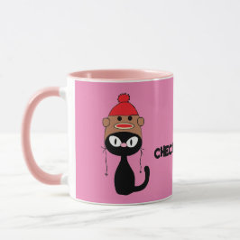 Taza ¡Chequea a Meowt! Personalizado Gato negro con Gor
