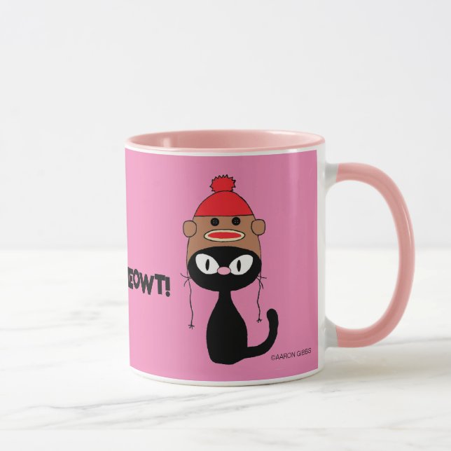 Taza ¡Chequea a Meowt! Personalizado Gato negro con Gor (Derecha)