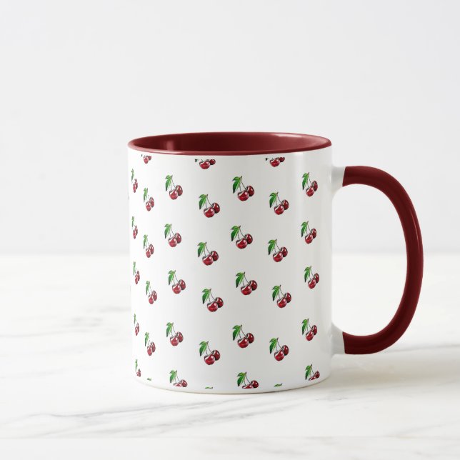 Taza Cherries Mug Burgundy Coffee Mug (Derecha)
