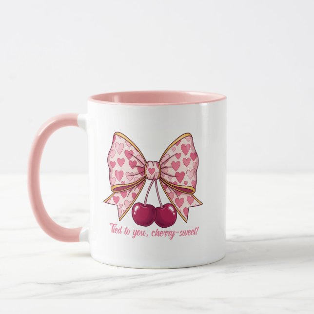Taza Cherry Bow Valentine’s Day Mug – Cute Kawaii Love  (Izquierda)