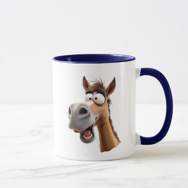 Taza Cheval cartoon drôle, complètement dingue. (Derecha)