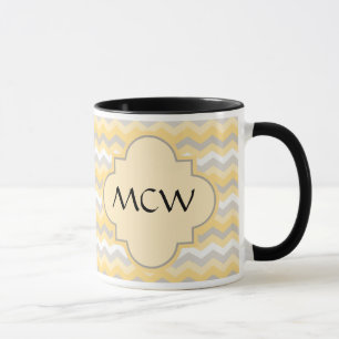 Taza Chevron amarillo/gris zigzag