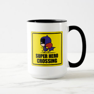 Taza Chibi Batwoman Super Hero Cruzando el Rótulo