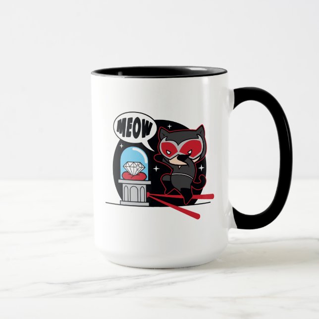 Taza Chibi Catwoman Robando un diamante (Derecha)
