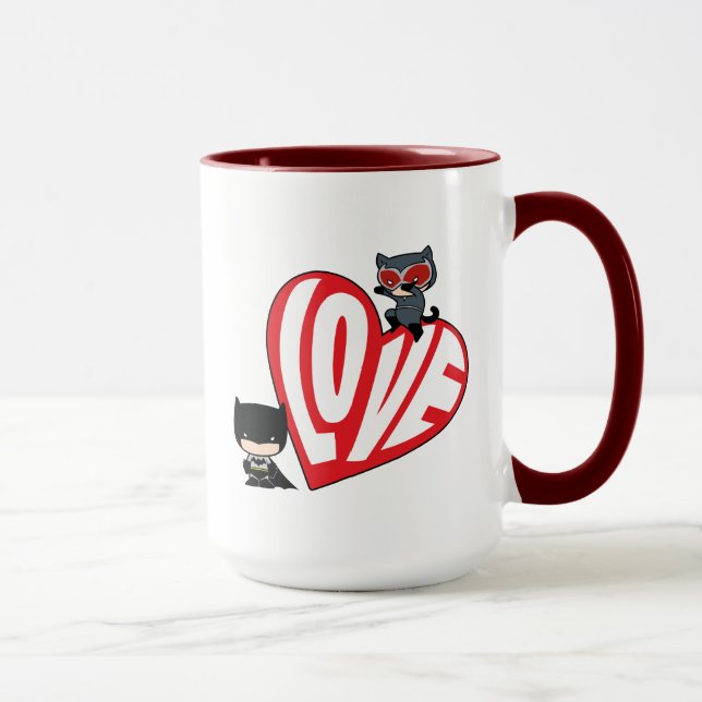 Taza Chibi Catwoman salta sobre Batman (Derecha)