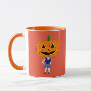 Taza chibi de cabeza de calabaza chica