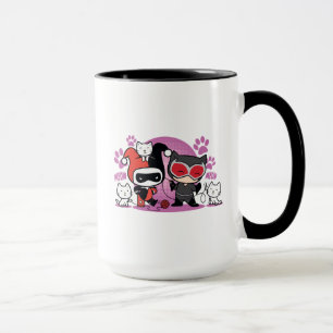 Taza Chibi Harley Quinn & Chibi Catwoman Con Gatos