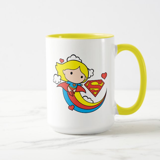 Taza Chibi Supergirl Volando Arcoiris (Derecha)