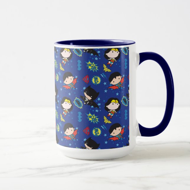 Taza Chibi Wonder Woman, Superman y Batman Pattern (Derecha)
