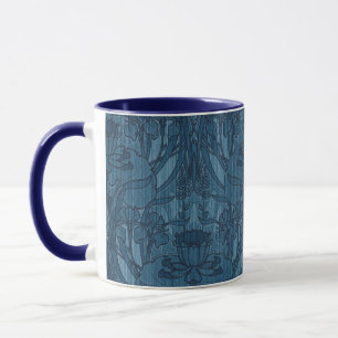 Taza Chic Azul Arte Nuevo Patrón Botánico Iris