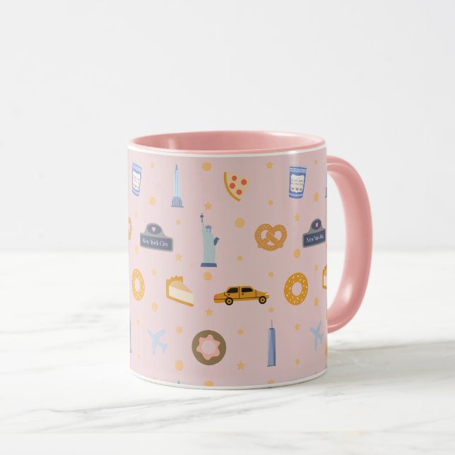 Taza Chic New York City Pattern Blush Pink (Anverso derecho)