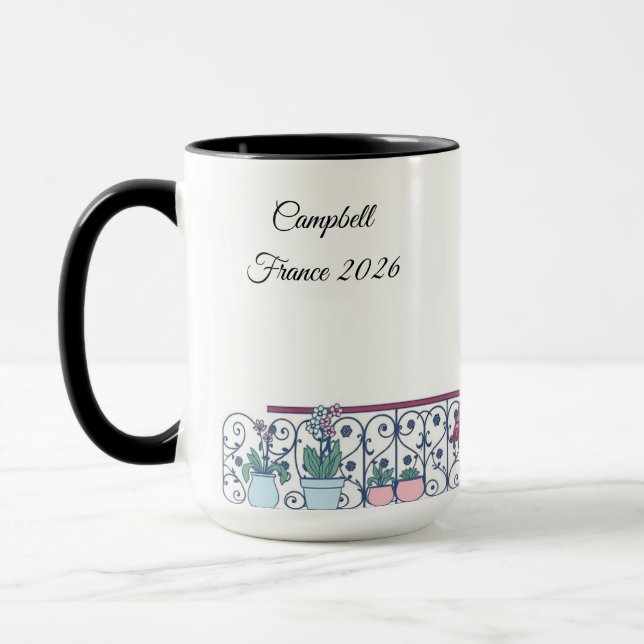 Taza Chic Parisian Window Haussmann Style Custom Name (Izquierda)