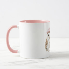 Taza Chic Pink Beret Brown White Owl Be Seeing You