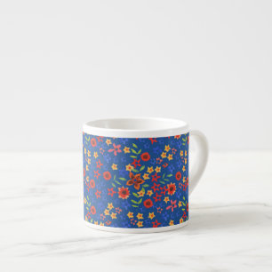 Taza Chic Retro de Café Espresso con Estampado Flo