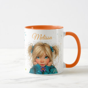 Taza Chica acuarela con flor Cualquier Nombre