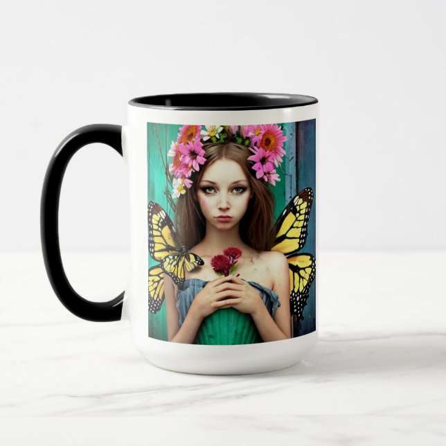 Taza Chica bonito con mariposas y flores (Izquierda)