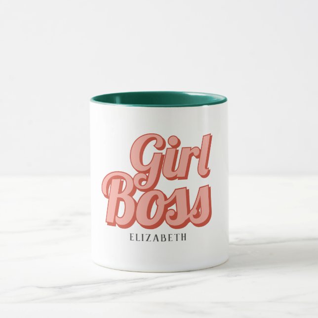 Taza Chica Boss Retro Nombre personalizado Coffee Mug (Centro)