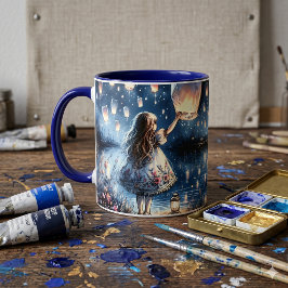 Taza Chica caprichosa del lago de linternas celestes 