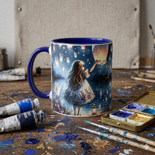 Taza Chica caprichosa del lago de linternas celestes