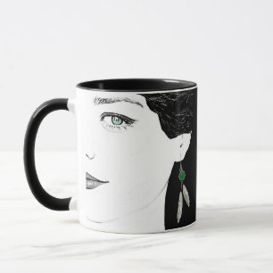 Taza Chica cara bonito ilustracion de moda arte peculia