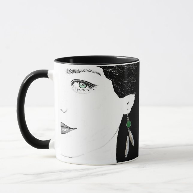 Taza Chica cara bonito ilustracion de moda arte peculia (Izquierda)