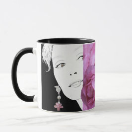 Taza Chica cara personalizable ilustracion de moda flor