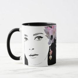Taza Chica cara personalizable ilustracion de moda flor