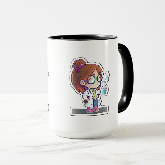 Taza Chica Científico Pegatina Art Combo Mug, 15 oz (Anverso derecho)