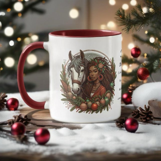 Taza Chica Con Navidades De Caballos Y Vestidos (Enjoy this Beautiful Christmas Horse design! Personalize with your favorite Horse Girl!)