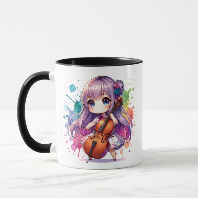 Taza Chica de animaciones cúrcute Jugando Cello Player (Izquierda)