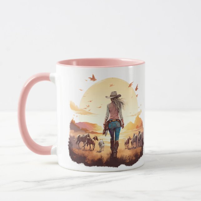 Taza Chica de caballos Cowgirl amante del caballo desie (Izquierda)