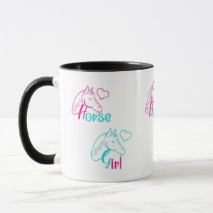 Taza Chica de caballos en rosa y turquesa