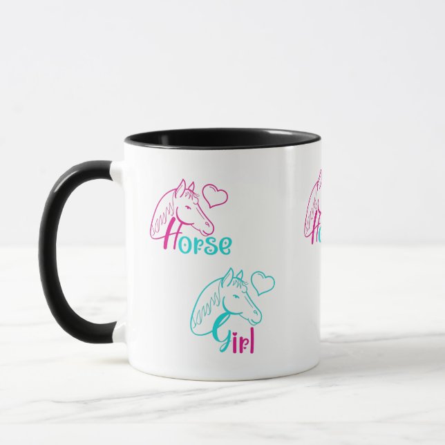Taza Chica de caballos en rosa y turquesa (Izquierda)