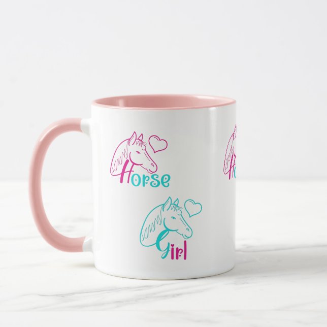 Taza Chica de caballos en rosa y turquesa (Izquierda)