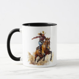 Taza Chica de carreras de barriles y caballo en compete